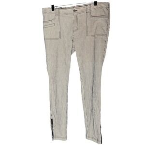 Hugo Boss Orange Slim Fit Pinstripe Ankle‎ Zip Pants Navy Cream Women Size 30